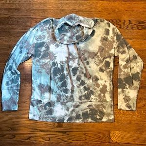 Green and Gray Tie Dye funnel neck sweatshirt